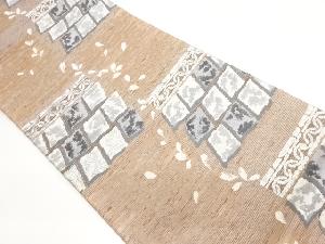 紙布変わり色紙に花弁模様織出し袋帯